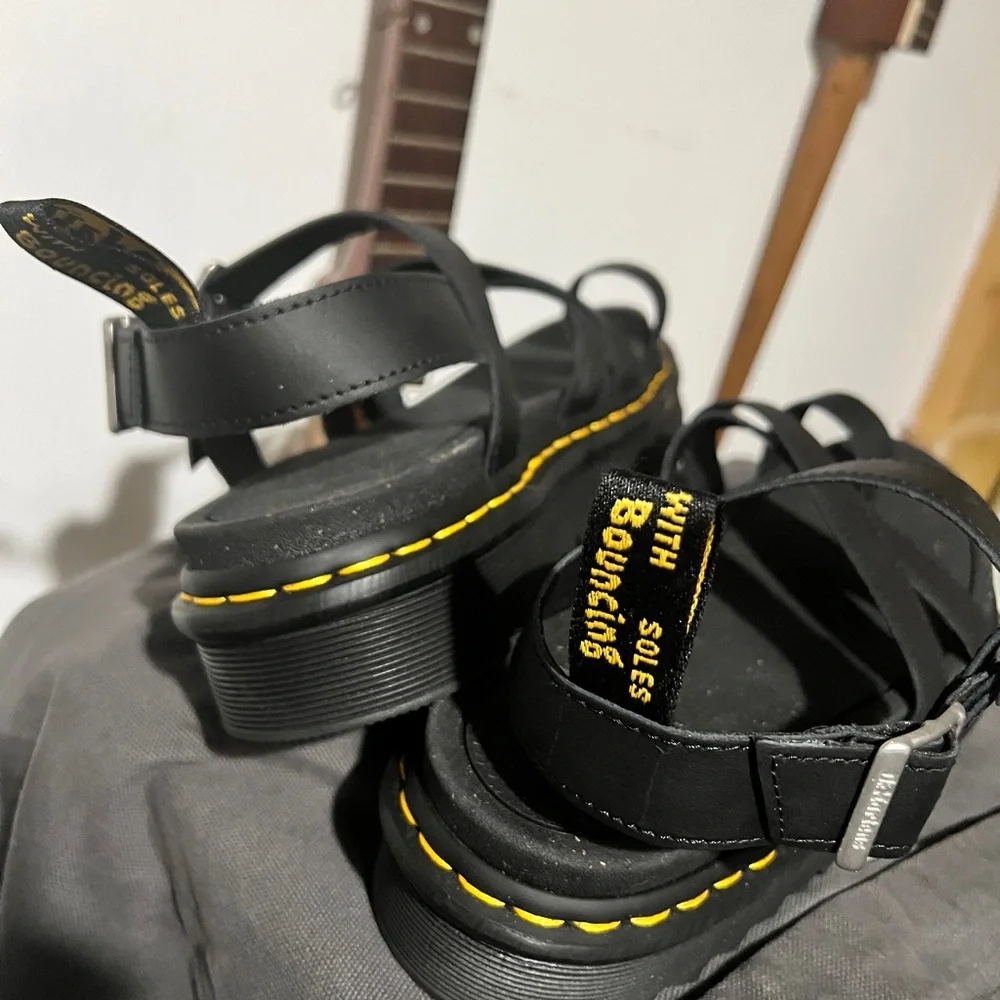 Dr. Martens NWOT women’s 10 Avry Hydro Leather Black Sandals chunky y2k strappy - Picture 3 of 5
